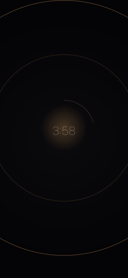 A sitting under way, with the time left and a thin progress ring.
